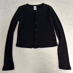 NORDSTROM Girl’s ribbed black blouse shirt size medium 8/10
